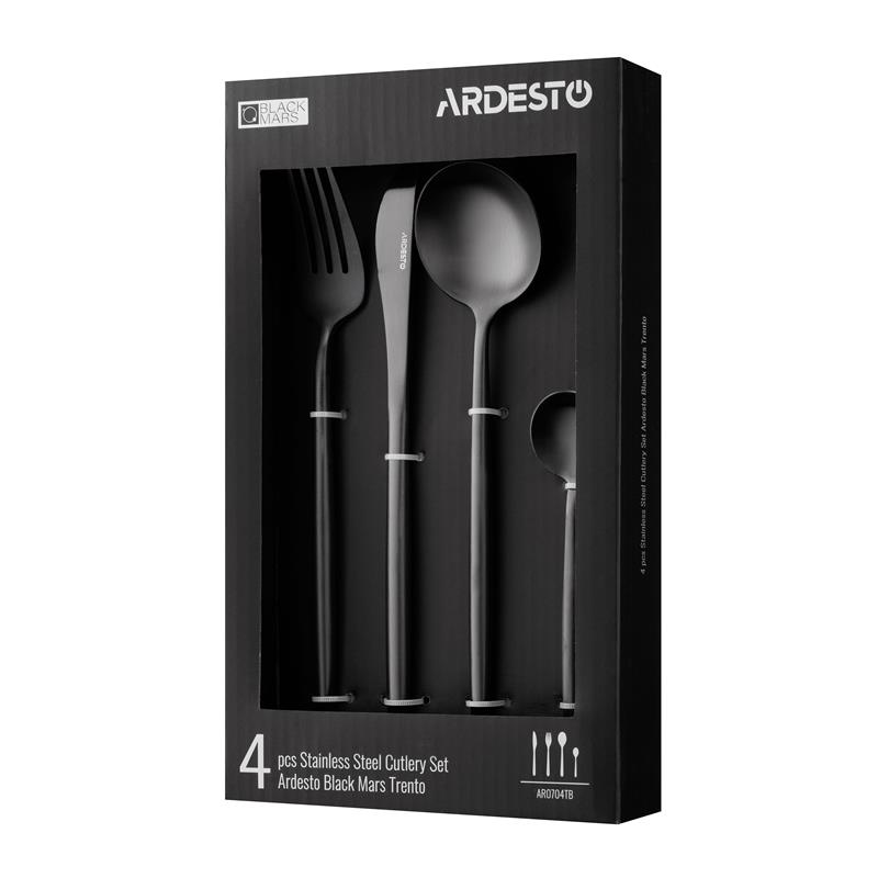 Набір столових приборів ARDESTO Black Mars Trento, 4 прибори, нержавіюча сталь, чорний