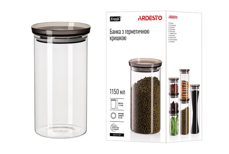 Банка для хранения Ardesto Fresh, 1150 мл, стекло, пластик, силикон