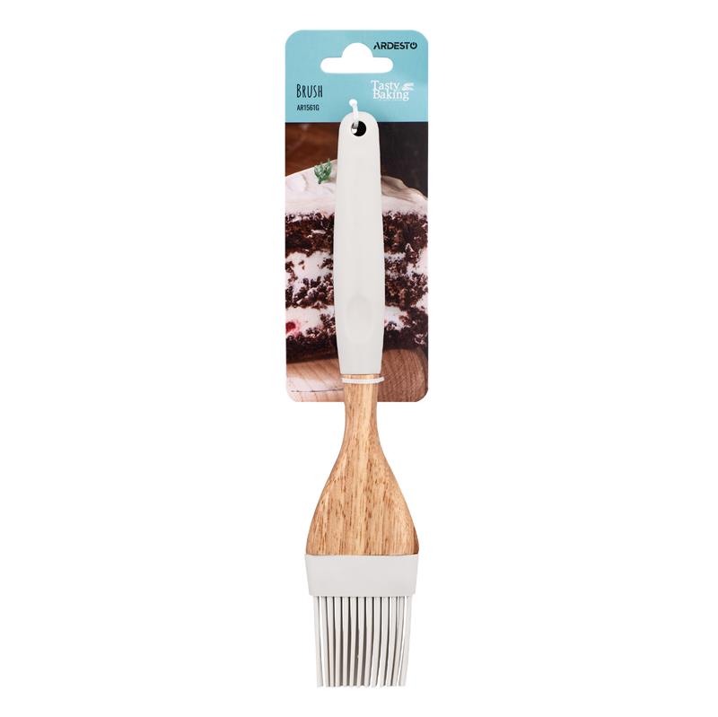 Пензлик ARDESTO Tasty Baking, 22.3см, силікон, дерево, сірий світлий