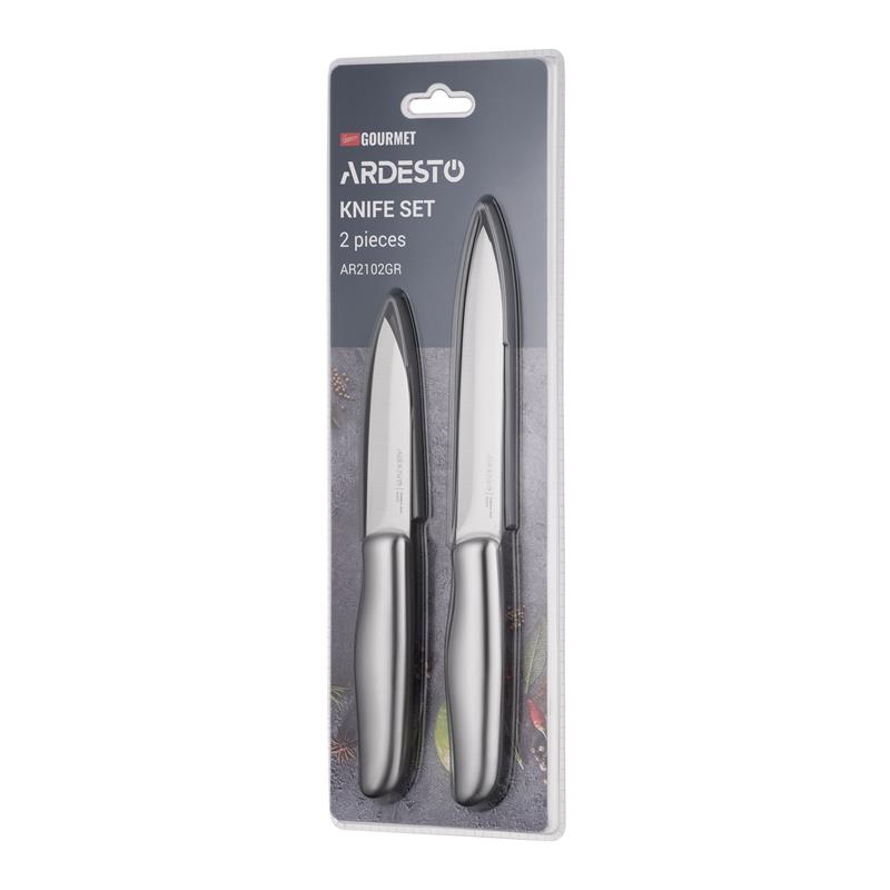 Набір ножів ARDESTO Gemini Gourmet, 2 предмети, нержавіюча сталь, пластик, сірий
