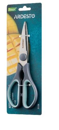 Ножиці кухонні ARDESTO Fresh, 21см, нержавіюча сталь, пластик, сіро-блакитний