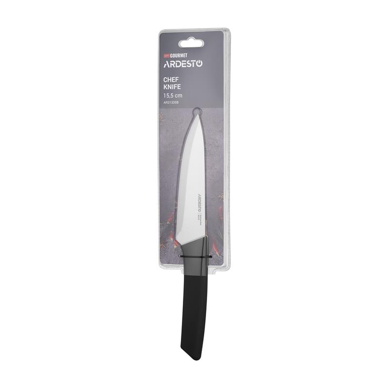Кухонний ніж кухарський ARDESTO Gemini Gourmet, 15.5см, нержавіюча сталь, пластик, чорний