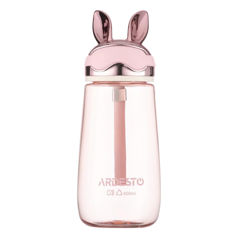 Пляшка для води ARDESTO Bunny 600мл, пластик, рожевий