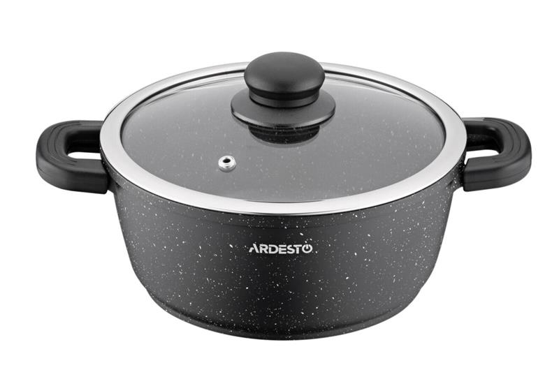 Каструля зі скляною кришкою ARDESTO Gemini Anzio, 3.1л, алюміній, чорний