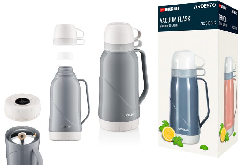 Термос ARDESTO Gemini Gourmet, 1800мл, пластик, боросилікатне скло, синій