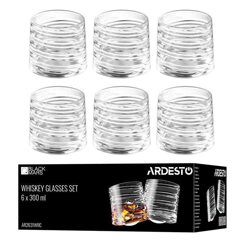 Набір склянок для віскі ARDESTO Pavo Rotate Сlumsy 300мл, 6шт, скло, прозорий