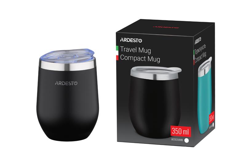 Термочашка Ardesto Compact Mug 350 мл, черный, нержавеющая сталь