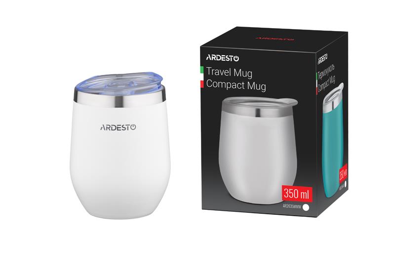 Термочашка Ardesto Compact Mug 350 мл, белый, нержавеющая сталь