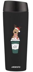Термокухоль ARDESTO Coffee Time Reindeer 450мл, нержавіюча сталь, чорний