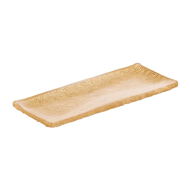 Блюдо ARDESTO Golden ice 30.5х12.5см, скло, прямокутна, золотистий