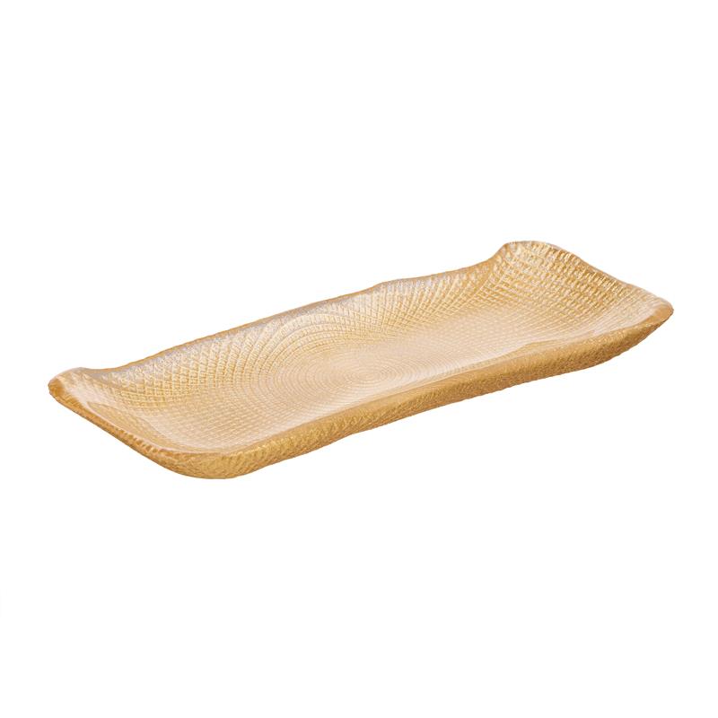 Блюдо ARDESTO Golden ice 33х13см, скло, прямокутна, золотистий
