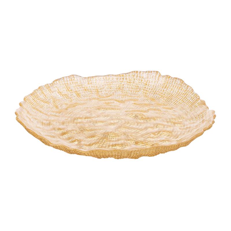 Тарілка ARDESTO Golden ice 20.5x2см, скло, золотистий