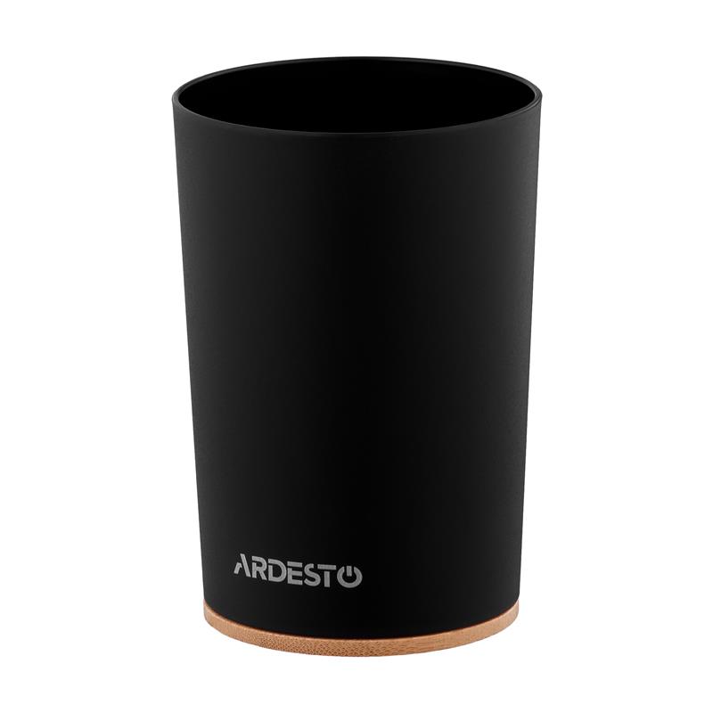 Склянка для зубних щіток ARDESTO Minimalism 7.8x11.3см, поліпропілен, бамбук, чорний