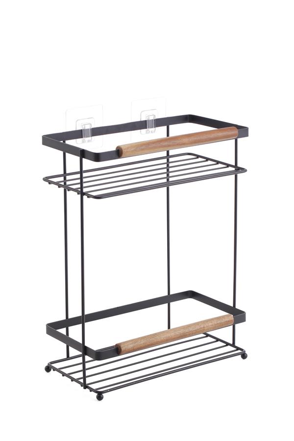 Полиця Ardesto Minimalism, 2-ярусна, 25.5х13х33см, метал, дерево, чорний