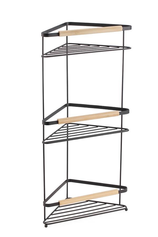 Полиця кутова Ardesto Minimalism, 3-ярусна, 20х58см, метал, бамбук, чорний