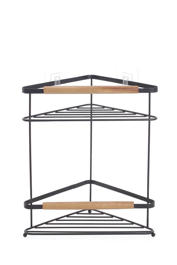 Полиця кутова Ardesto Minimalism, 2-ярусна, 20х32,9см, метал, дерево, чорний