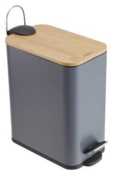 Відро для сміття Ardesto Minimalism з педаллю, 5л, метал, пластик, бамбук, сірий темний