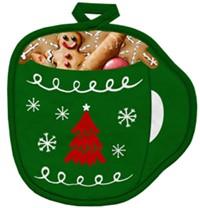 Прихватка ARDESTO Christmas Green Mug 20х20см, 100% поліестер (верх), 100% бавовна (низ), зелений