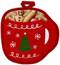Прихватка ARDESTO Christmas Red Mug 20х20см, 100% поліестер (верх), 100% бавовна (низ), червоний
