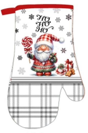 Рукавичка ARDESTO Christmas Santa 18х30см, 100% поліестер (верх), 100% бавовна (низ), сірий