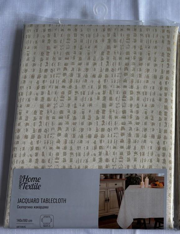 Скатертина ARDESTO Jacquard 140х180см, 100% поліестер, айворі, золотистий