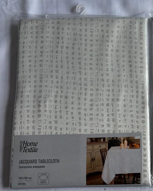 Скатертина ARDESTO Jacquard 140х180см, 100% поліестер, білий, сріблястий