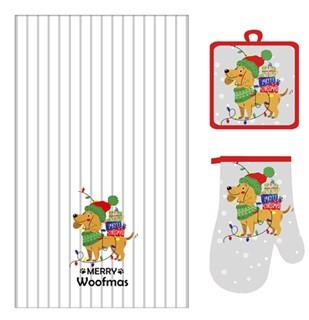 Подарунковий набір для кухні ARDESTO Christmas Dog, 3шт, 100% поліестер, сірий