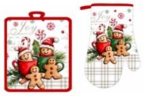 Набір прихваток для кухні ARDESTO Christmas Cookies 18х20см, 18х30см, 100% поліестер (верх), 100% бавовна (низ), сірий