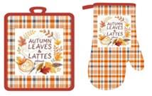 Набір прихваток для кухні ARDESTO Autumn leaves 18х20см, 18х30см, 100% поліестер (верх), 100% бавовна (низ), коричневий