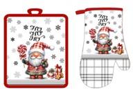 Набір прихваток для кухні ARDESTO Christmas Santa 18х20см, 18х30см, 100% поліестер (верх), 100% бавовна (низ), сірий