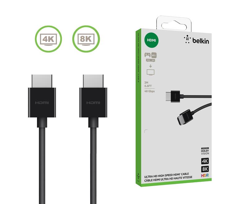 Кабель Belkin HDMI (M/M) 2м, 2.1, High Speed Ethernet, чорний