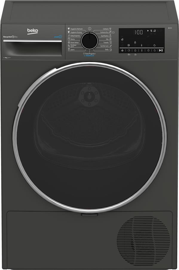 Сушильна машина Beko тепловий насос, 8кг, A++, 60см, дисплей, підсвітка барабану, сірий
