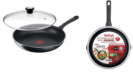 Сковорода з кришкою Tefal Day by Day, 28см, з кришкою, алюміній, бакеліт, скло, чорний