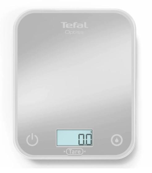 Ваги Tefal кухонні Optiss, 5кг, AAAx2 в комплекті, скло, срібло