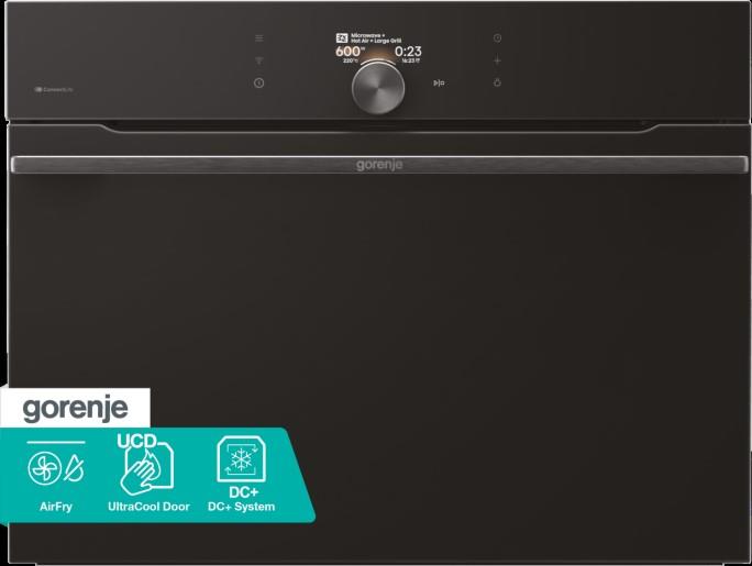 Духова шафа Gorenje електрична компактна, 50л, A+, дисплей, Wi-Fi, ф-ція мікрохвиль, чорний