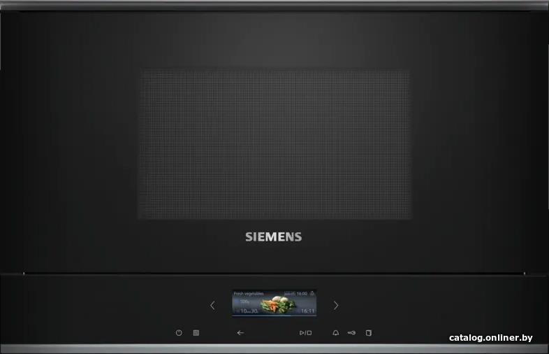 Мікрохвильова піч Siemens вбудована, 21л, електр. керув., 900Вт, гриль, дисплей, чорний