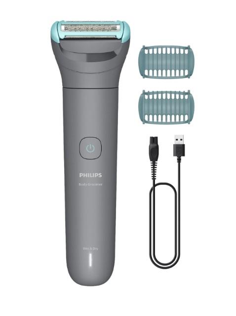 Тример Philips Series 3000, для тіла, акум., насадок-2, сталь, сірий