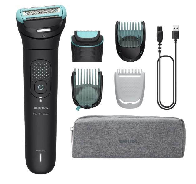 Тример Philips Series 7000, для тіла та інтимних зон, акум., насадок-5, сталь, чорний