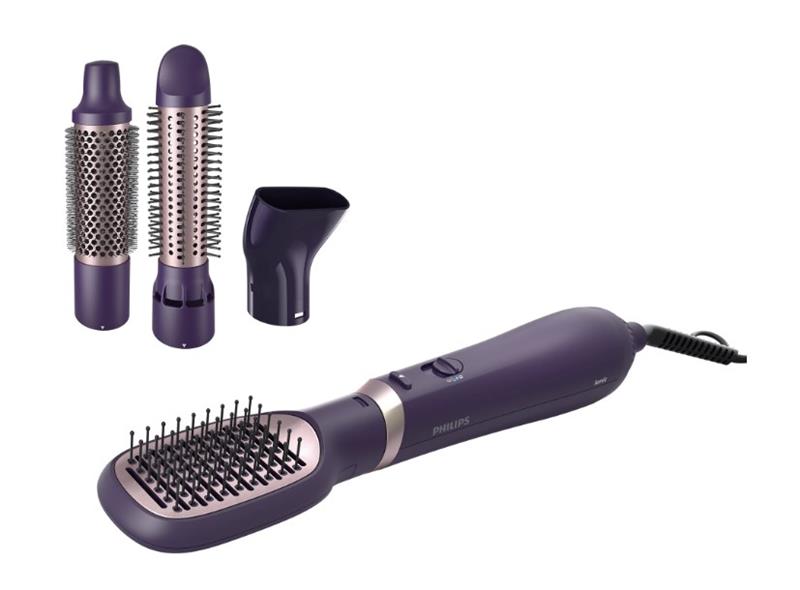 Фен-щітка Philips 3000 Series, 800Вт, 3 режими, іонізація, 4 насадки, фіолетовий