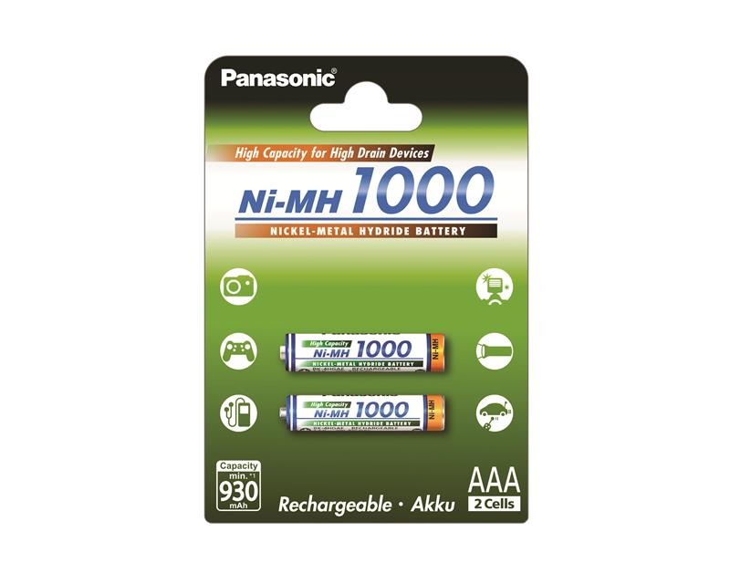 Аккумулятор Panasonic High Capacity  AAA 1000 mAh 2BP  NI-MH