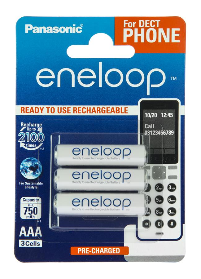 Аккумулятор Panasonic Eneloop AAA 750 3BP mAh NI-MH Dect Series