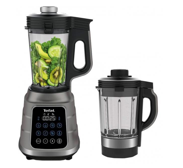 Блендер Tefal стаціонарний Ultrablend Vacuum Boost 1300Вт, чаша-2500мл, вакуумний, доп чаша 1400, сріблясто-чорний