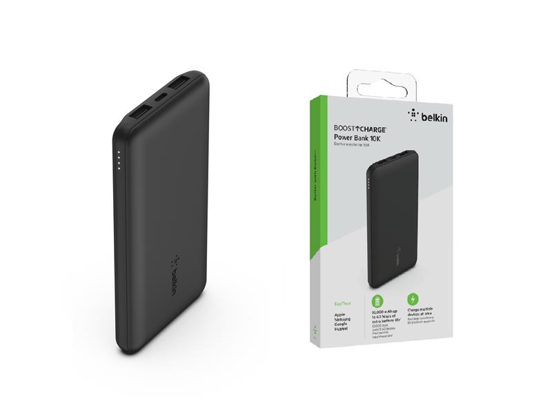 Акумулятор портативний літій-іонний Power Bank Belkin 10000мА·год, 15Вт, 2хUSB-A/USB-C, чорний