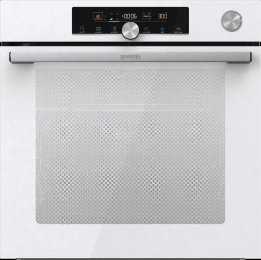 Духова шафа Gorenje електрична, 77л, A+, пара, дисплей, готування на різних рівнях, піроліз, білий