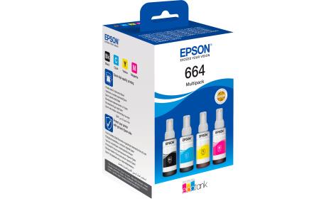 Контейнери з чорнилом Epson T664 EcoTank L110/L120/L121/L1300/L1455/L210/L300/L3050/L3060/L3070/L355/L382/L386/L486/L550/L605/L655/L364/L132/L222/L312/L366/L456/L566 Multipack (C,M,Y,Bk)