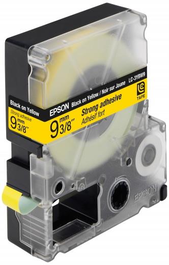 Картридж зі стрічкою Epson LK3YBW принтерів LW-300/LW-400/LW-400VP/LW-600P/LW-700/LW-Z710/LW-900P/LW-1000P/LW-Z5000BE Strng adh Blk/Yell 9mm/9m