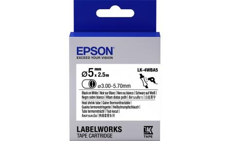 Картридж зі стрічкою Epson LK4WBA5 принтерів LW-300/LW-400/LW-400VP/LW-600P/LW-700/LW-Z710/LW-900P/LW-1000P/LW-Z5000BE Black/White d5mm/2,5m