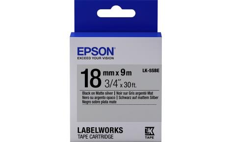 Картридж зі стрічкою Epson LK5SBE принтерів LW-400/LW-400VP/LW-600P/LW-700/LW-Z710/LW-900P/LW-1000P/LW-Z5000BE Matte Blk/MattSiv 18mm/9m