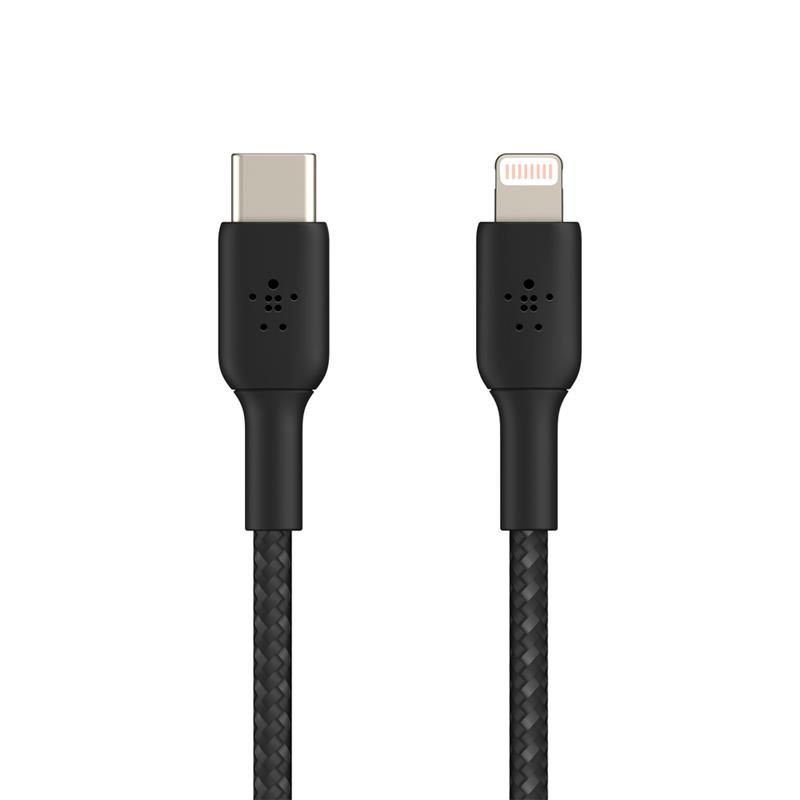 Кабель Belkin USB-C > Lightning заряджання/синхронізації 30Вт PD, 2м, плетений, чорний