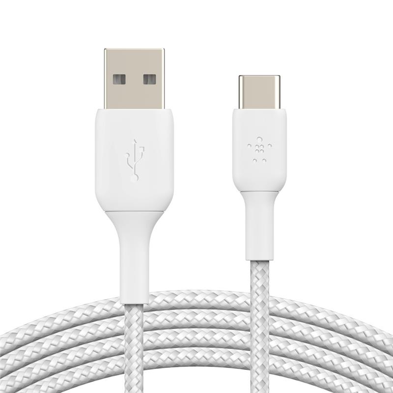 Кабель Belkin USB-A > USB-C заряджання/синхронізації 15Вт, 1м, плетений, білий